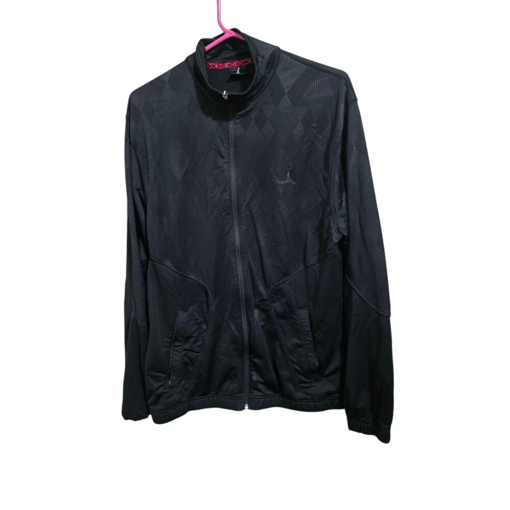 Air Jordan Track Jacket Geo Metric Pattern Black Men's Size L